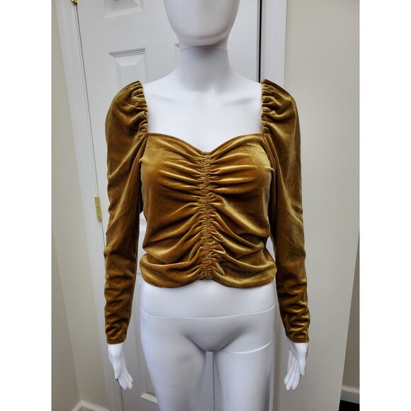 BB Dakota Top Velvet Ruched Crop Party Going Out Dinner Date Holiday Brunch - Picture 4 of 12